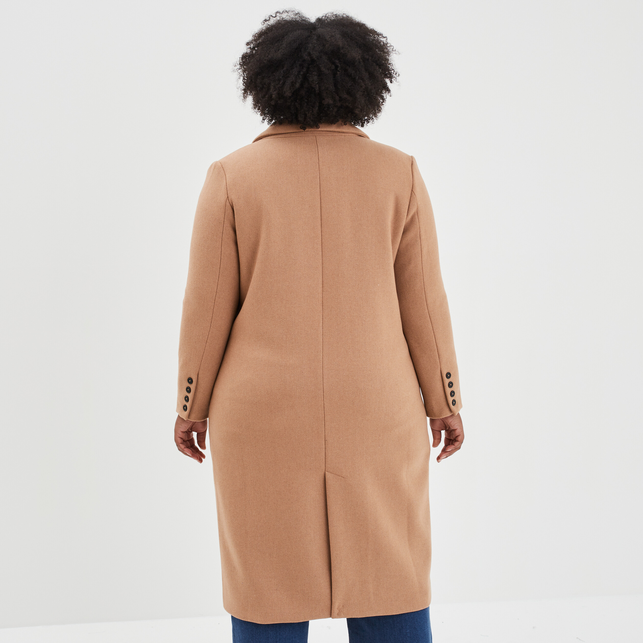 Manteau long double boutonnage taupe femme grande taille | La Halle
