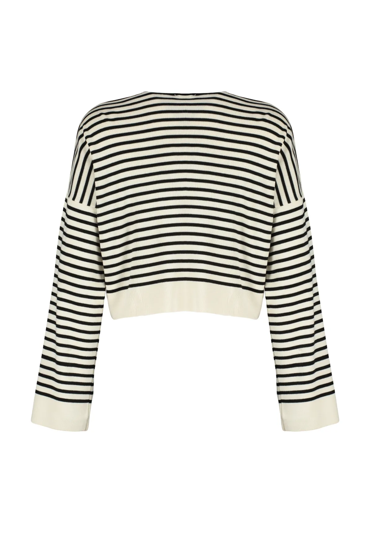 Trendyol Collection  Ecrufarbener, gestreifter Strickpullover mit weiter Passform TWOAW24KZ01080