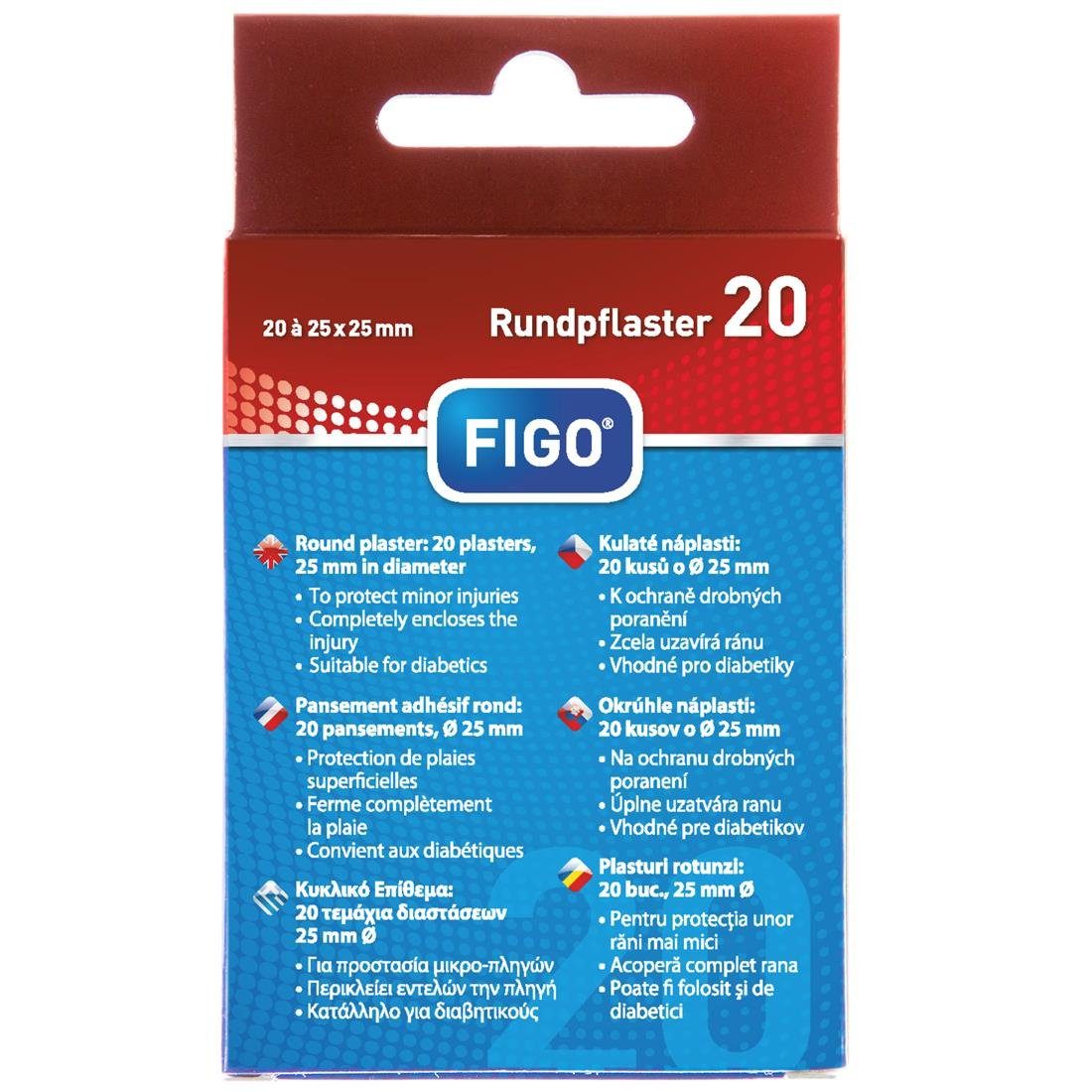 FIGO Fixierpflaster 4 Pakete Wund-Pflaster 20er Rund Hellbraun Rundpflaster + Notizblock
