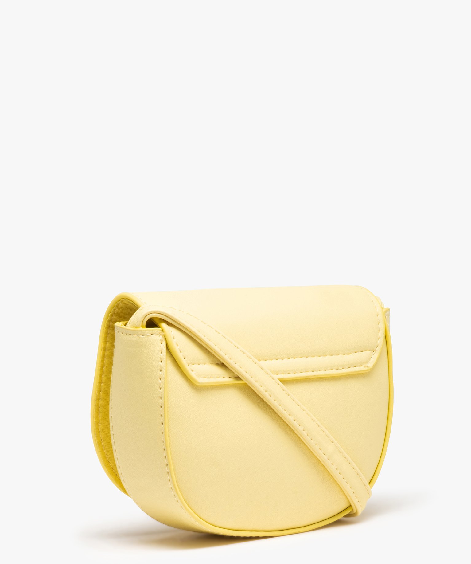 Sac fille brillant à bandoulière et rabat pastel jaune | GEMO