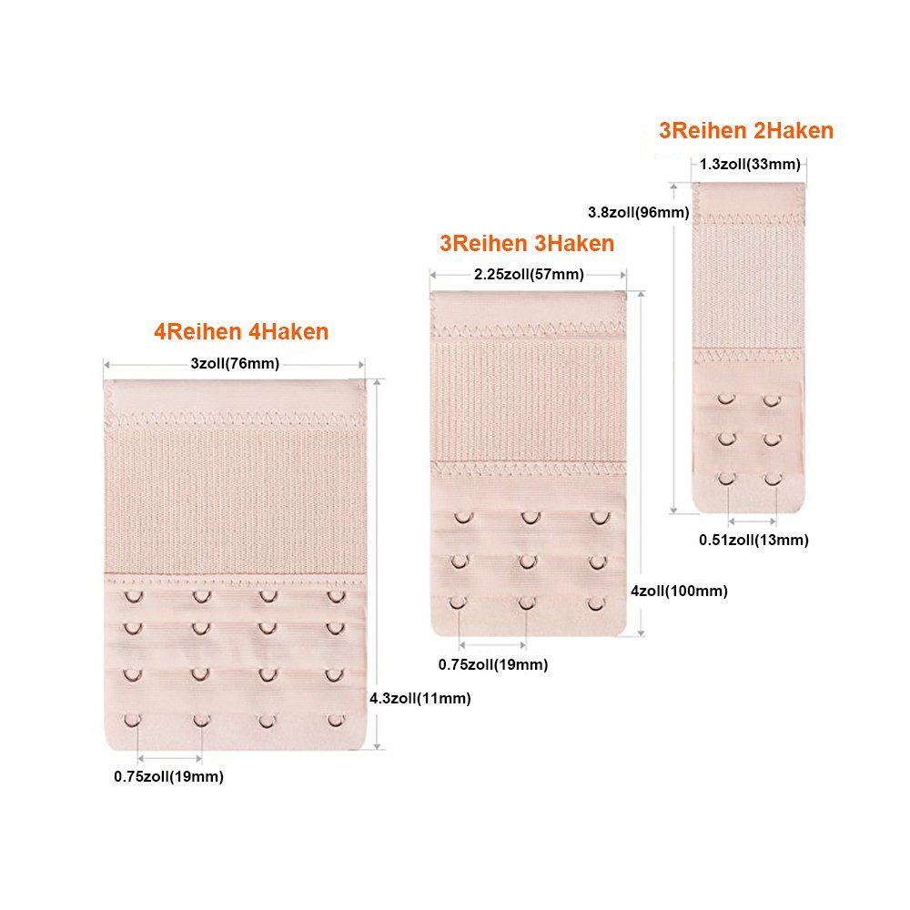 FeelGlad BH-Verlängerung BH-Verlängerungen, 2 Haken/3 Haken/4 Haken (9 St), Unterwäsche-Verlängerungsknopf