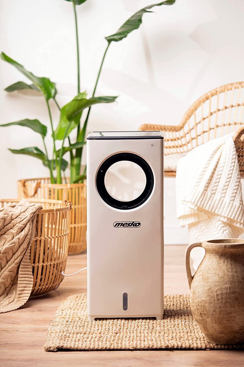 JUNG Ventilatorkombigerät BLADELESS mobiles Klimagerät ohne Abluftschlauch, Wasserkühlung, Aircooler, Timer Aircondition 80W Luftkühler leise Ventilator Kühler