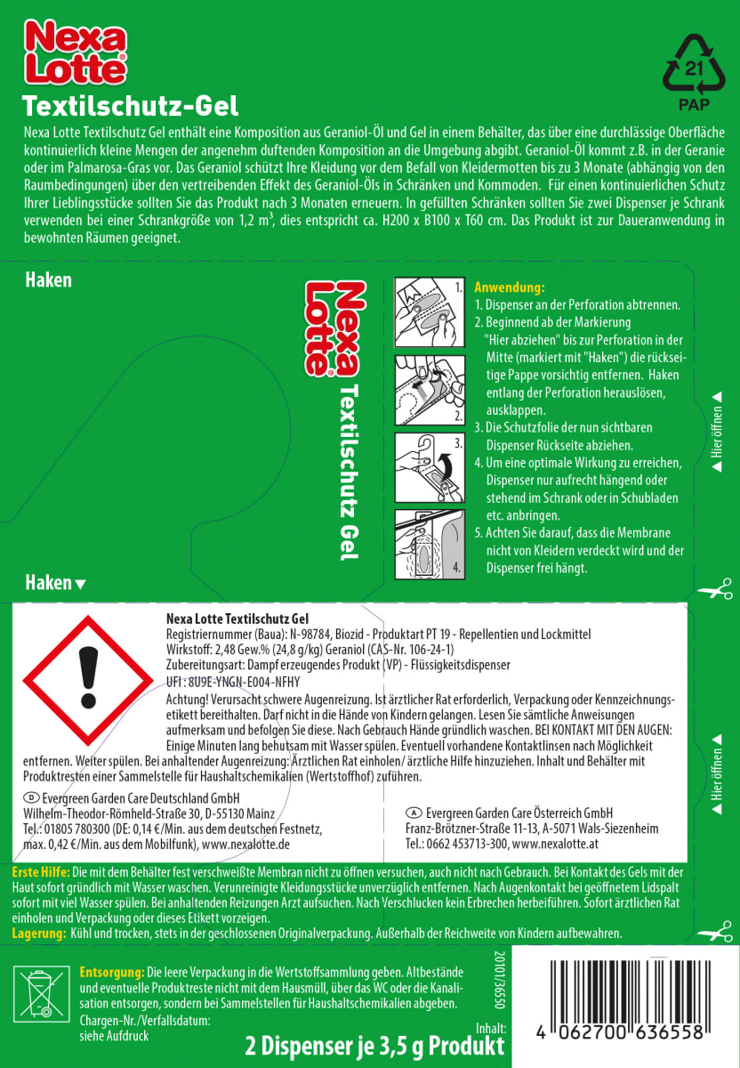 Mottenschutz Textilschutz Gel, 2 St