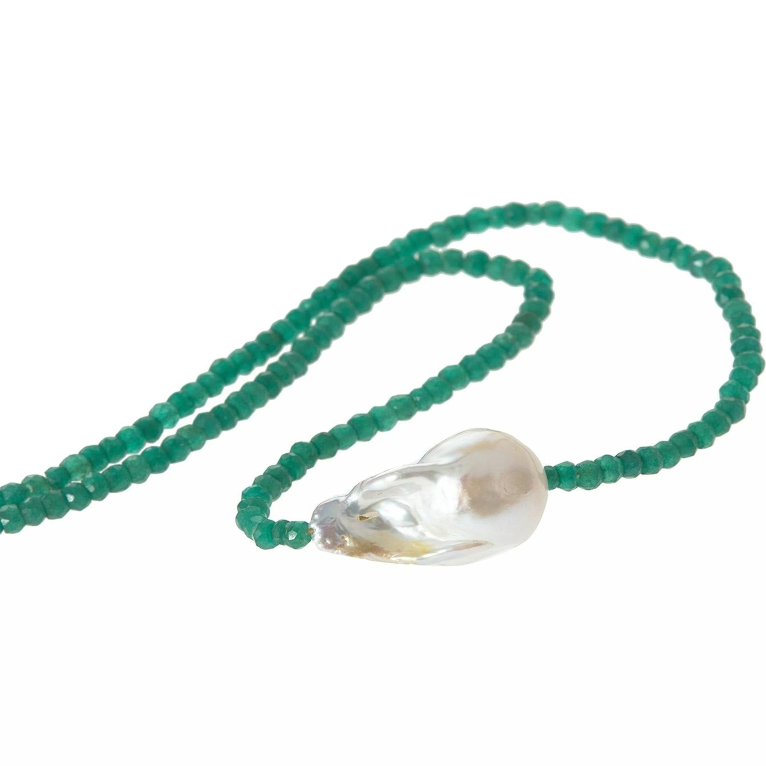 Perlenkette 'Smaragd und Barock Zuchtperle'