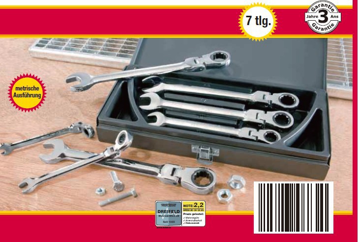Kraft Werkzeuge Ratschen Ringschlüsselsatz 7tlg,