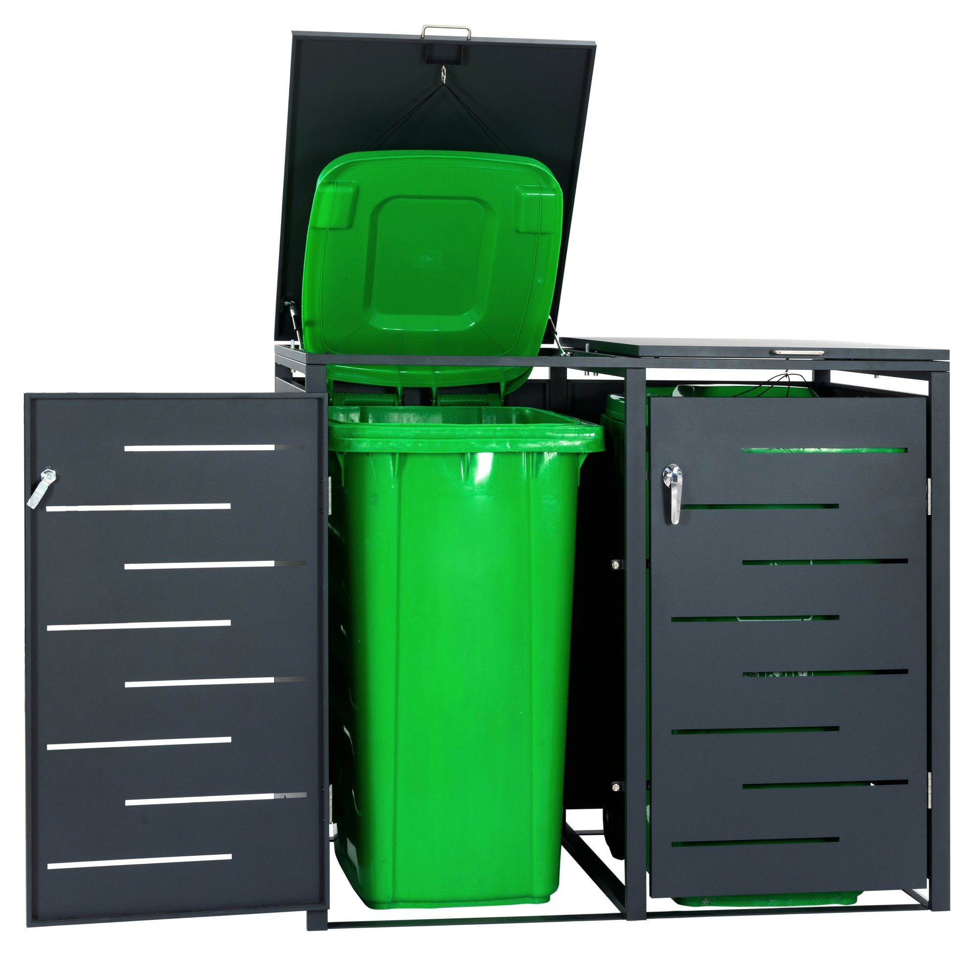 Zelsius Mülltonnenbox Mülltonnenbox für drei Mülltonnen, Anthrazit RAL 7016 (Set)