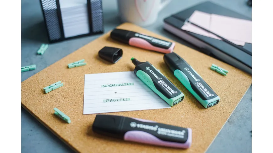 STABILO® GREEN BOSS Textmarker 8er Tischset - mit jeweils 4 verschiedenen Pastell- und Leuchtfarben sortiert