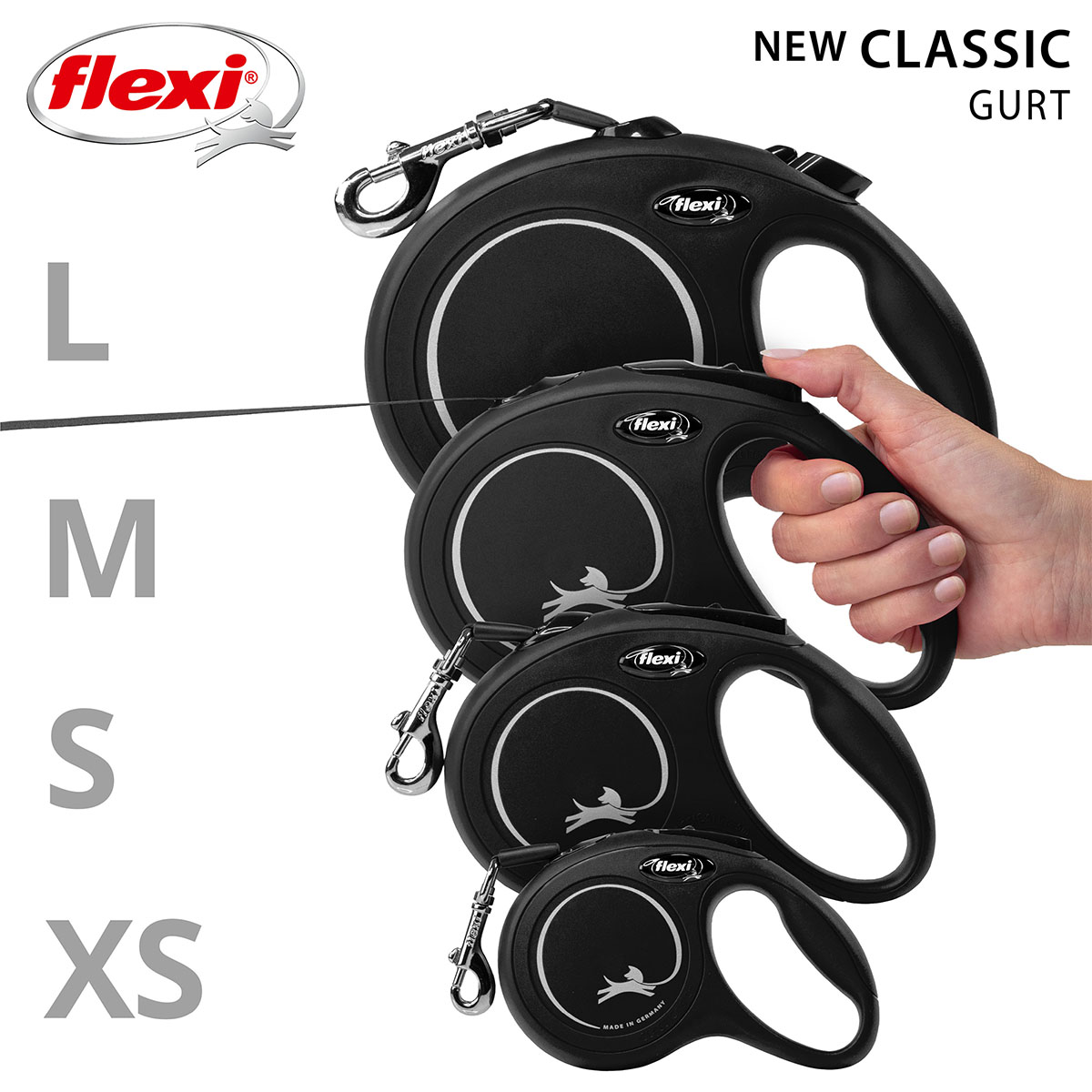 flexi New Classic Gurtleine schwarz günstig kaufen bei ZooRoyal