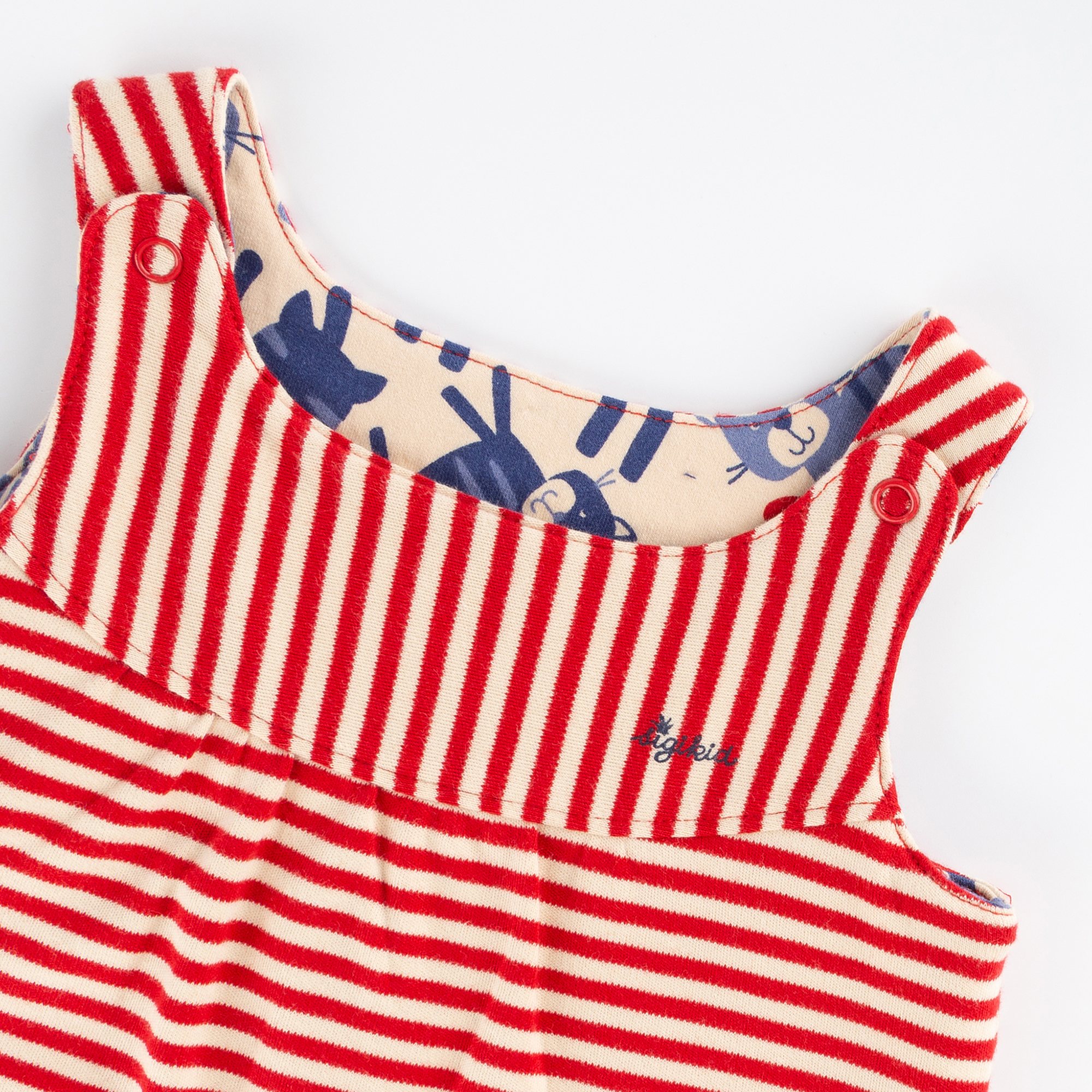 Baby Wende Trägerkleid, Katzen-Print oder rot-weiß gerin