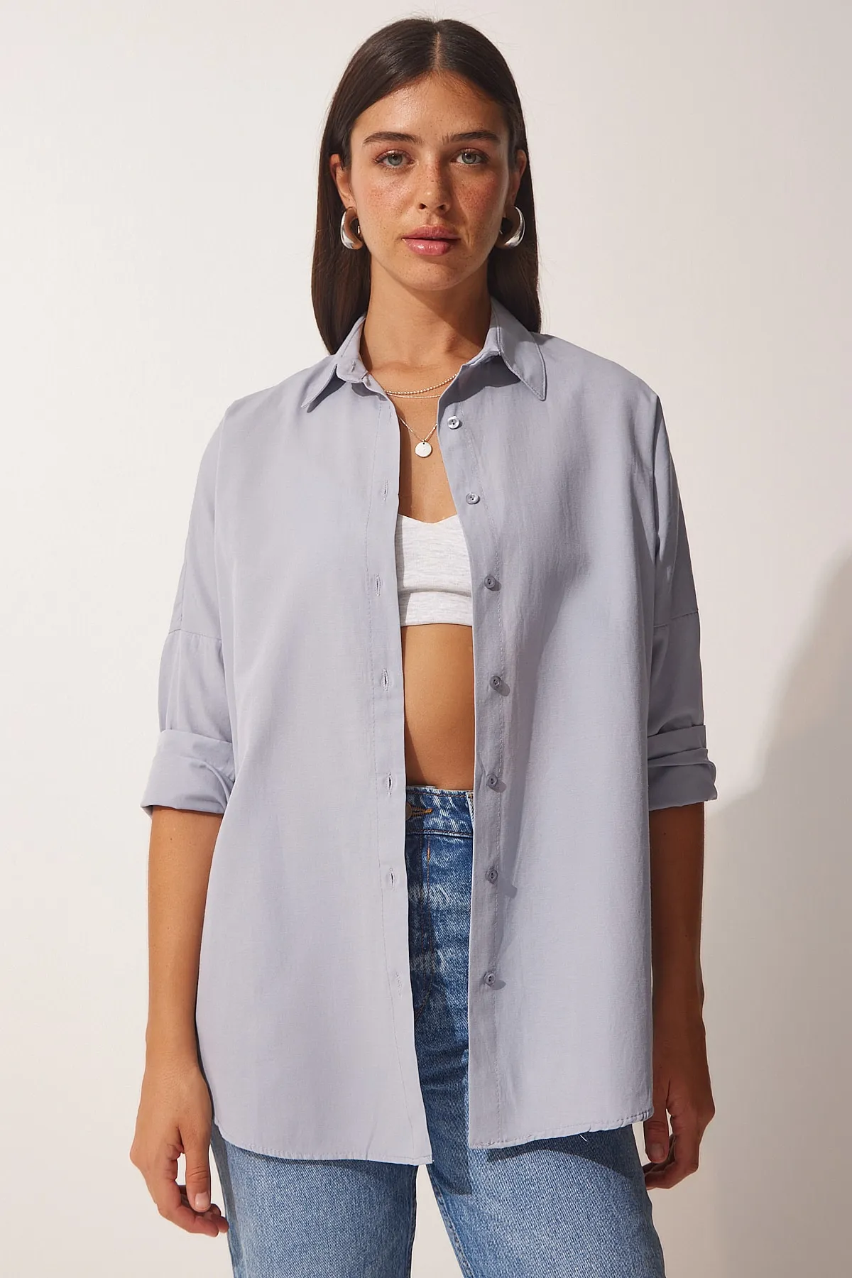 Happiness İstanbul  Hemd - Grau - Oversized