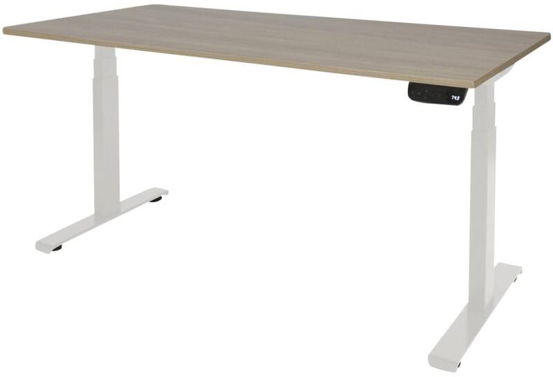Schaffenburg Höhenverstellbar Sitz-Stehschreibtisch Rechteckig Eiche Holz Weiß T-Fuß 1.400 x 800 x 645 mm