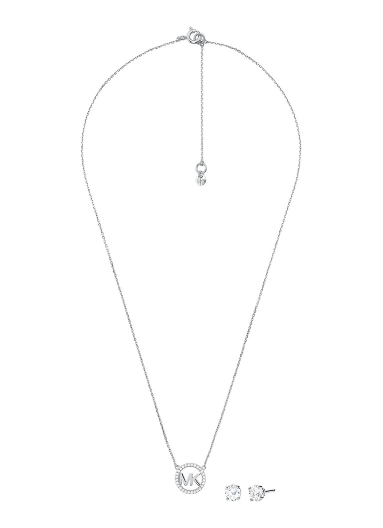 Set regalo Michael Kors con logo MK, composto da collana e orecchini in argento sterling MKC1260AN040