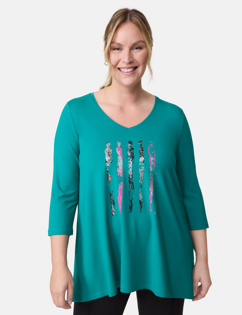 Ausgestelltes 3/4 Arm Shirt mit Frontprint