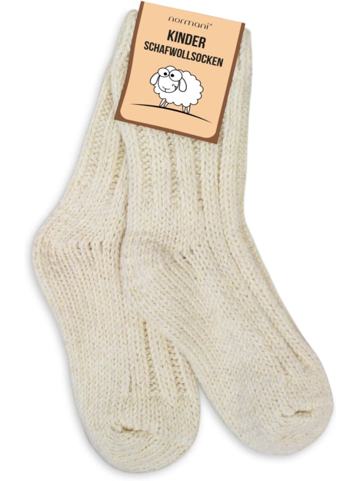normani 3 Paar Kinder Norwegersocken mit Schafwolle in Rot/Rosa/Wollweiß günstig kaufen