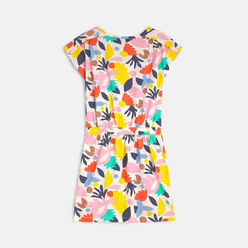 Robe fille à motifs abstraits en coton recyclé blanche Catimini