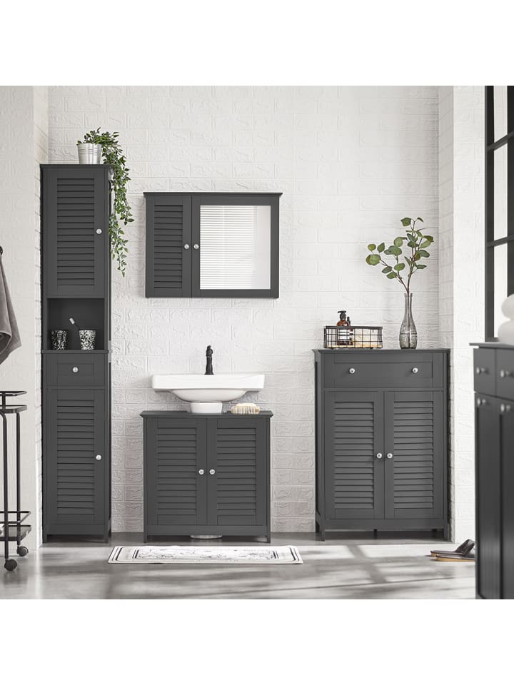 SoBuy Waschbeckenunterschrank in Dunkelgrau - (B)60 x (H)58 x (T)35cm günstig kaufen onesize