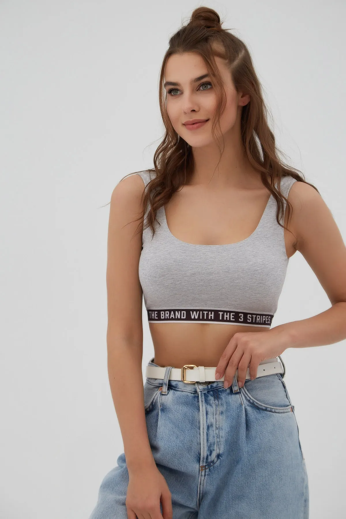Pattaya  Gestreifter Sport-BH mit Text für Damen P21s201-2173