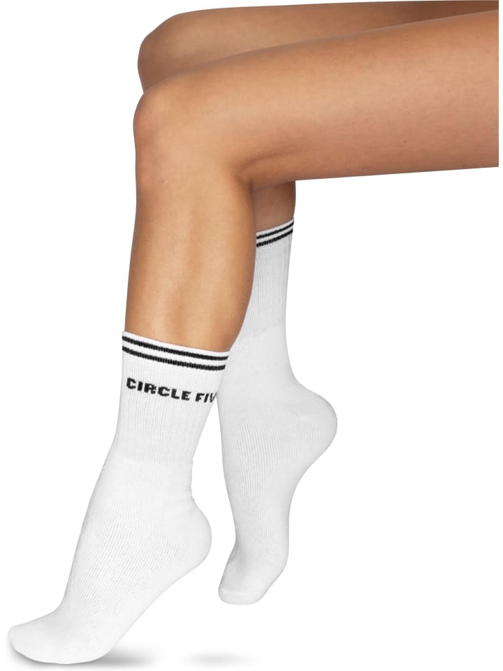 Circle Five 8 Paar Tennissocken in Weiß/Schwarz günstig kaufen