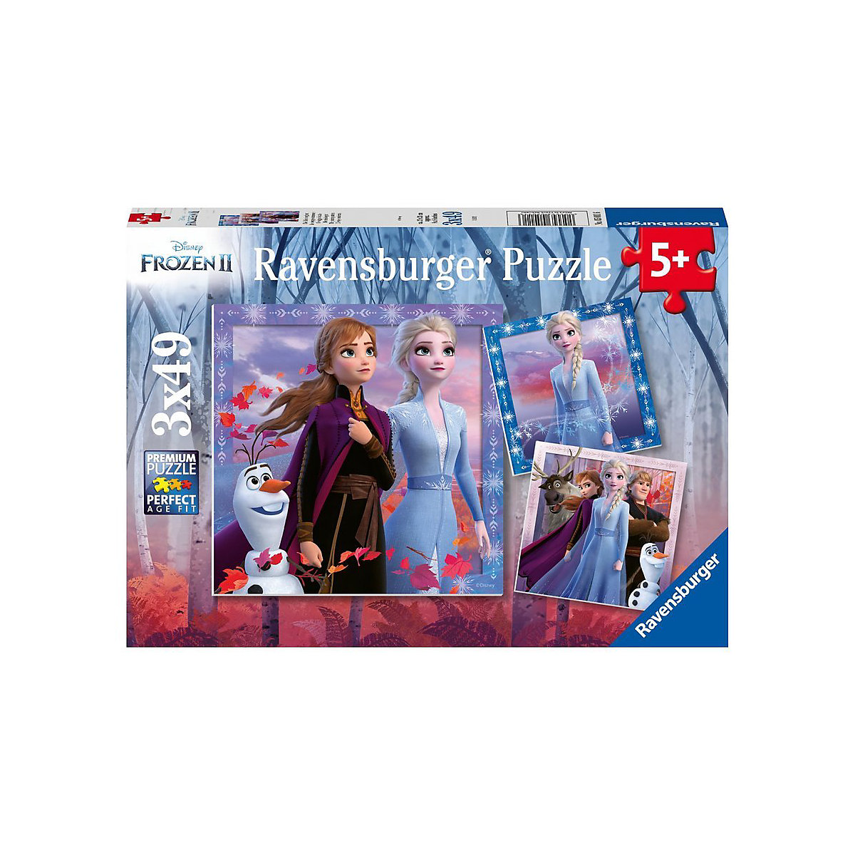 3er Set Puzzle, je 49 Teile, 21x21 cm, Frozen 2