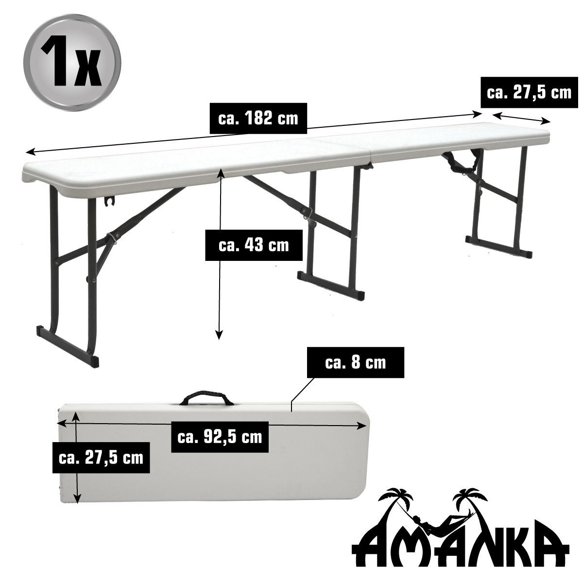 AMANKA 182 cm Kunststoff Bierbank