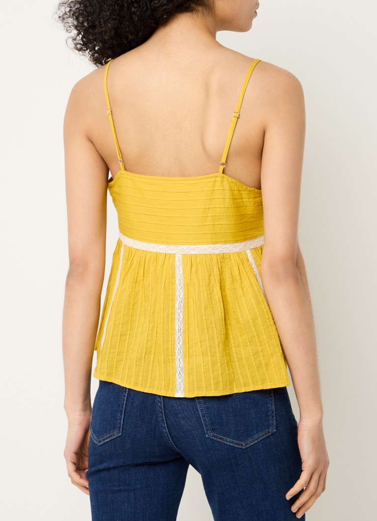 ba&sh Paname spaghetti top with lace details
