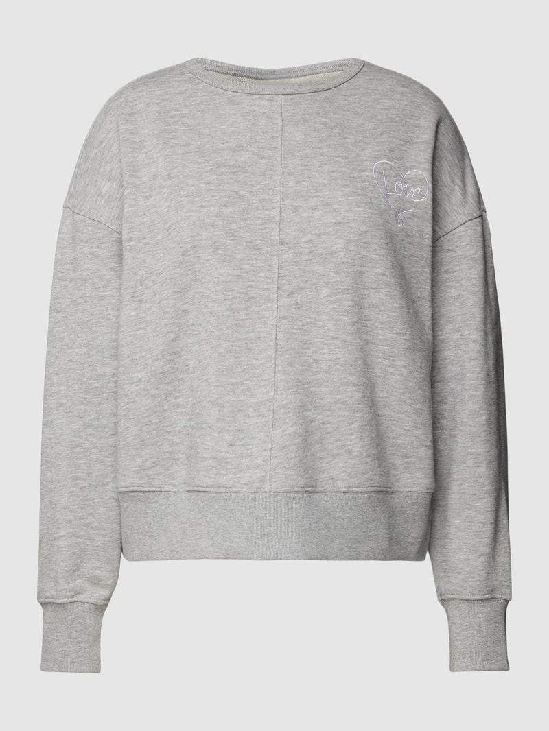 Sweatshirt mit Motiv-Stitching Modell 'Valentinstag' in hellgrau