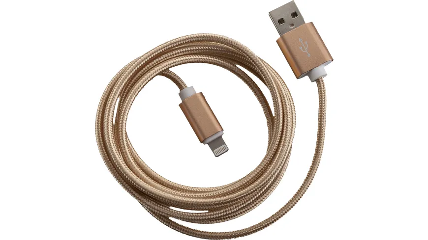 PETER JÄCKEL FASHION 1,5m USB Data Cable Gold für Apple Lightning mit Sync- und Ladefunktion