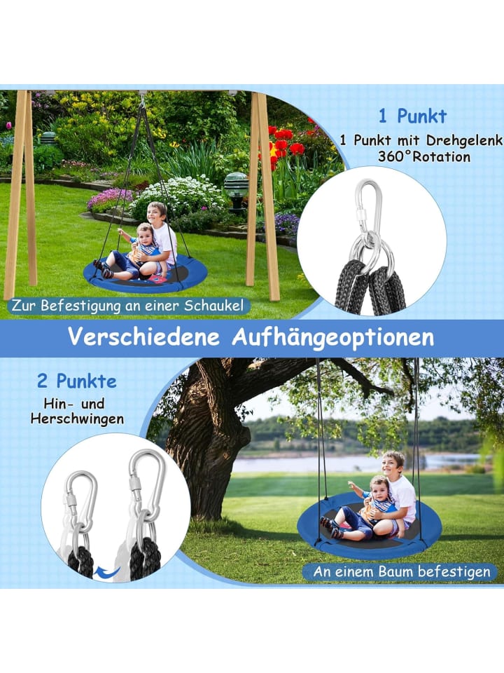 COSTWAY Nestschaukel Ø100cm 3-15 Jahre in Blau günstig kaufen onesize