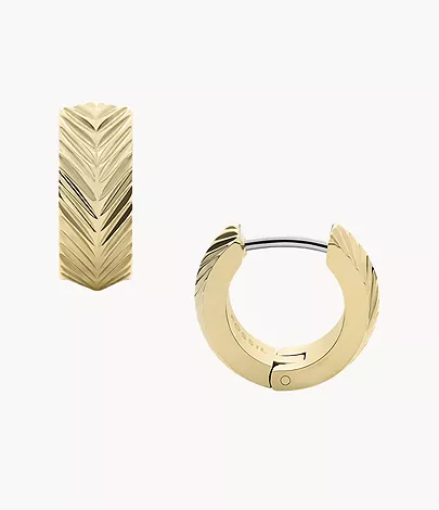 Fossil Creolen-Ohrringe Harlow Linear Texture Edelstahl goldfarben