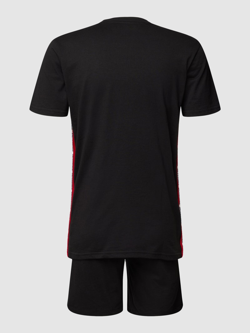 Pyjama mit Rundhalsausschnitt Modell 'BASIC' in schwarz