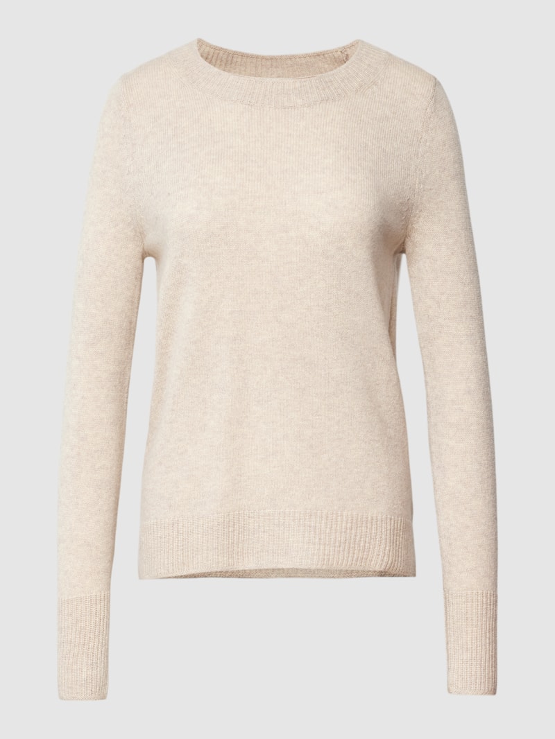Strickpullover mit Rundhalsausschnitt in beige meliert