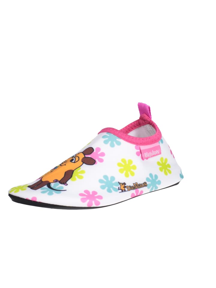 Playshoes Barfuß-Schuh DIE MAUS Blumen in Weiß/Rosa günstig kaufen