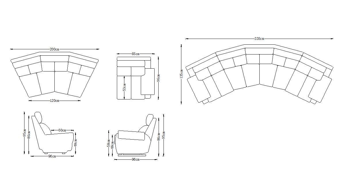 Salottini Ecksofa Recliner Kinosofa Pedro Kino Sofa Ecksofa SOFORT LIEFERBAR, Federkern, Kinosofa, Recliner