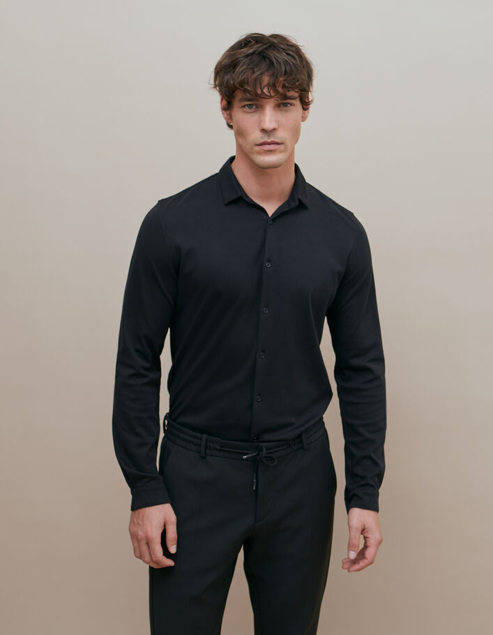 Chemise REGULAR noire Interlock Homme
