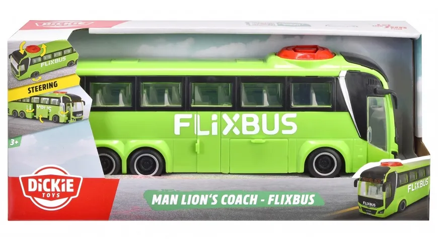 Dickie - MAN Lion's Coach - Flixbus, Lenkbarer Spielzeug-Bus