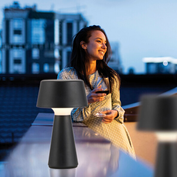 LED-Akku-Tischleuchte Lepa, 2er Set, schwarz