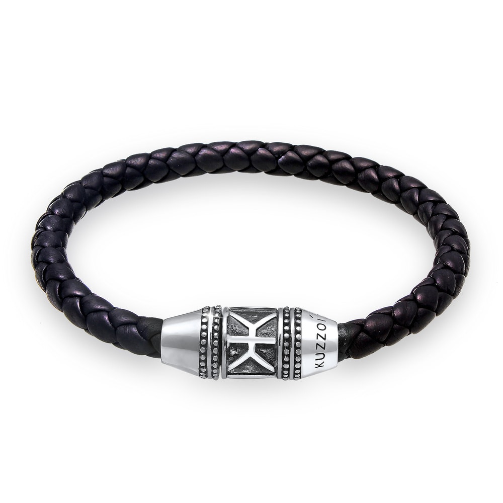 KUZZOI KUZZOI Bracelet Herren Leder Basic Magnet-Verschlu 925 Silber Bracelet