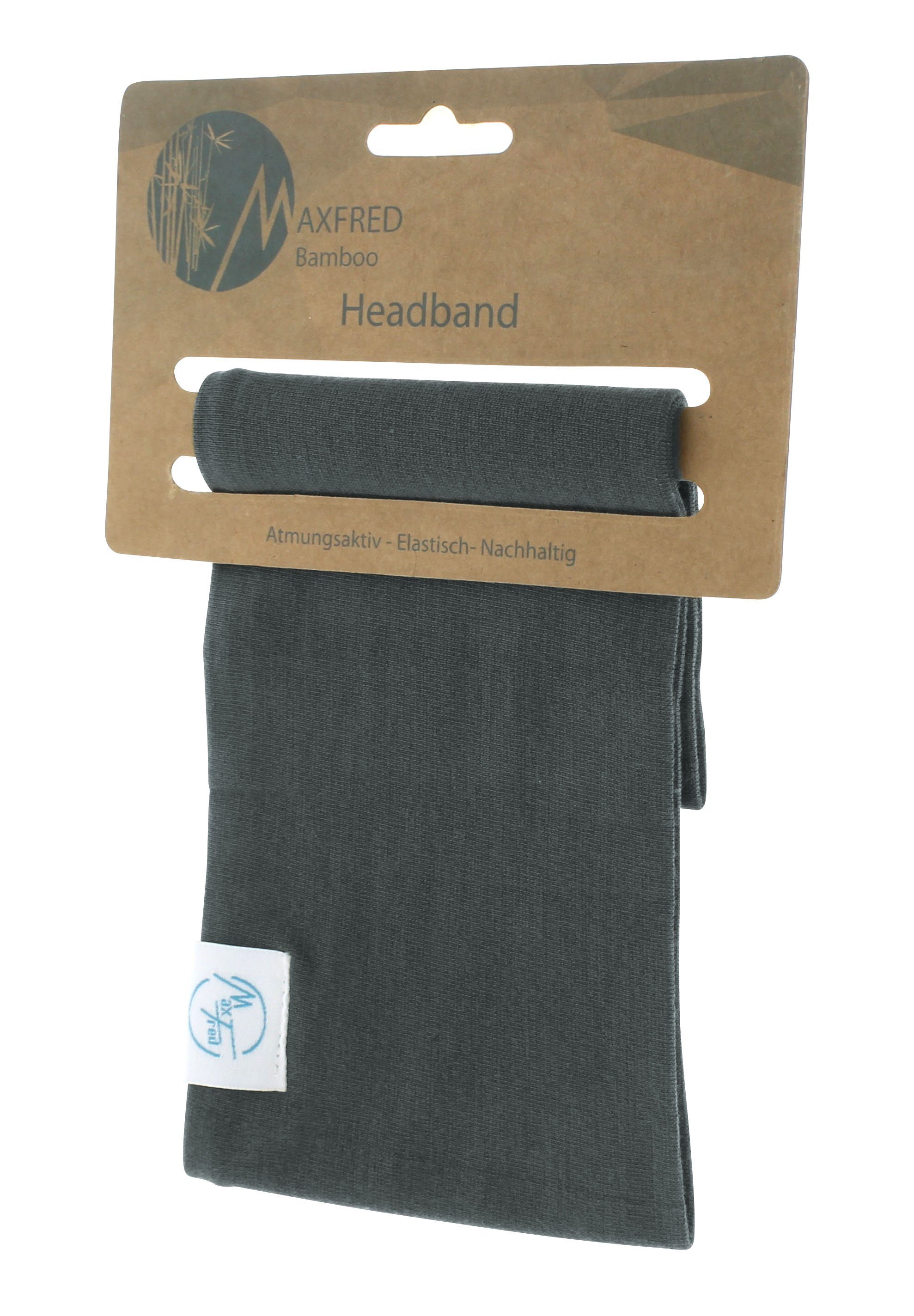Maxfred Stirnband Bamboo grey Multifunktionstuch Elastisch, Nachhaltig, geringe Geruchsaufnahme, Ultraweich