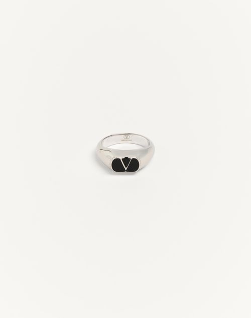 Anel exclusivo Chevalier VLogo em metal e esmalte