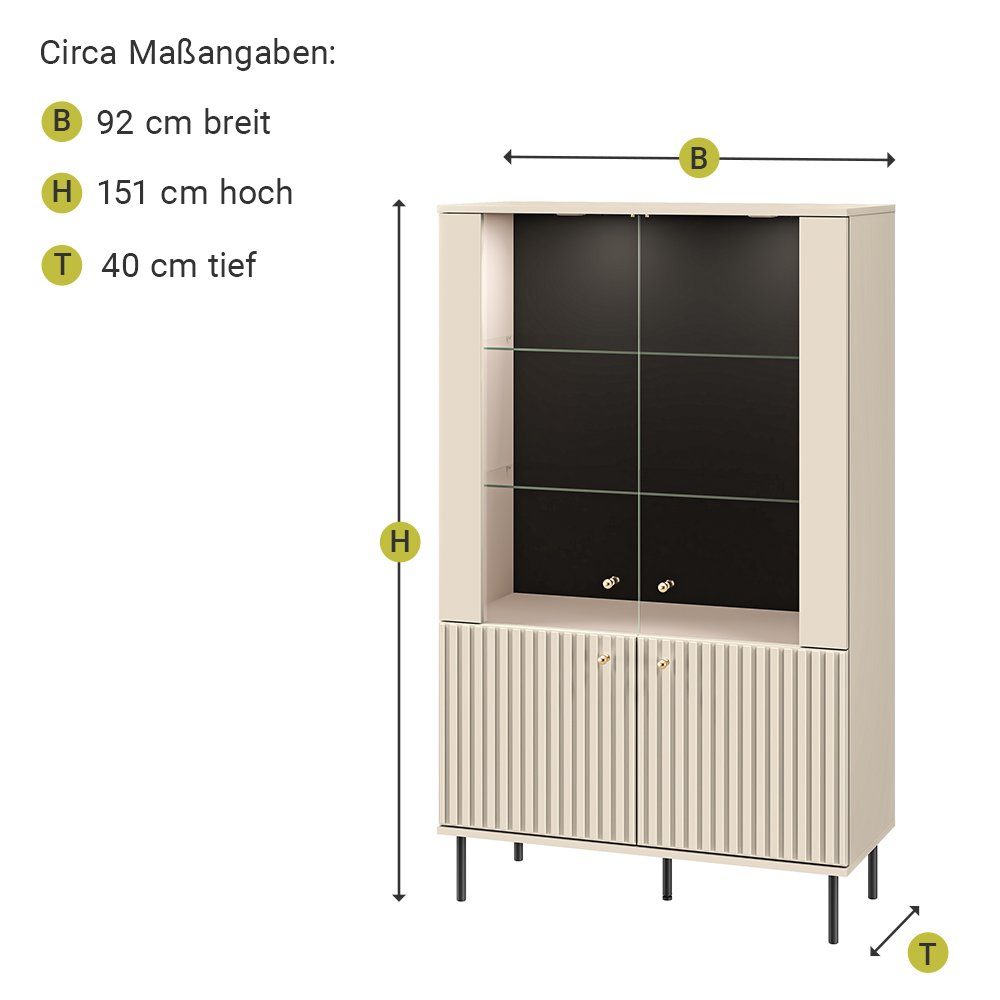 Lomadox Wohnwand SALOU-131, (3-St., 3-tlg), in kaschmir matt mit Glasfront und Softclose-Funktion