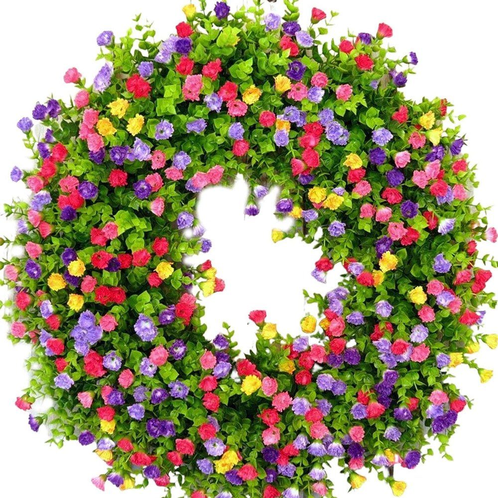 Sarfly Dekokranz Türkranz Frühling Künstliche Bunter Dekorative Blumenkranz, Outdoor Frühlings Und Sommerkränze Deko Kranz Eukalyptuskranz