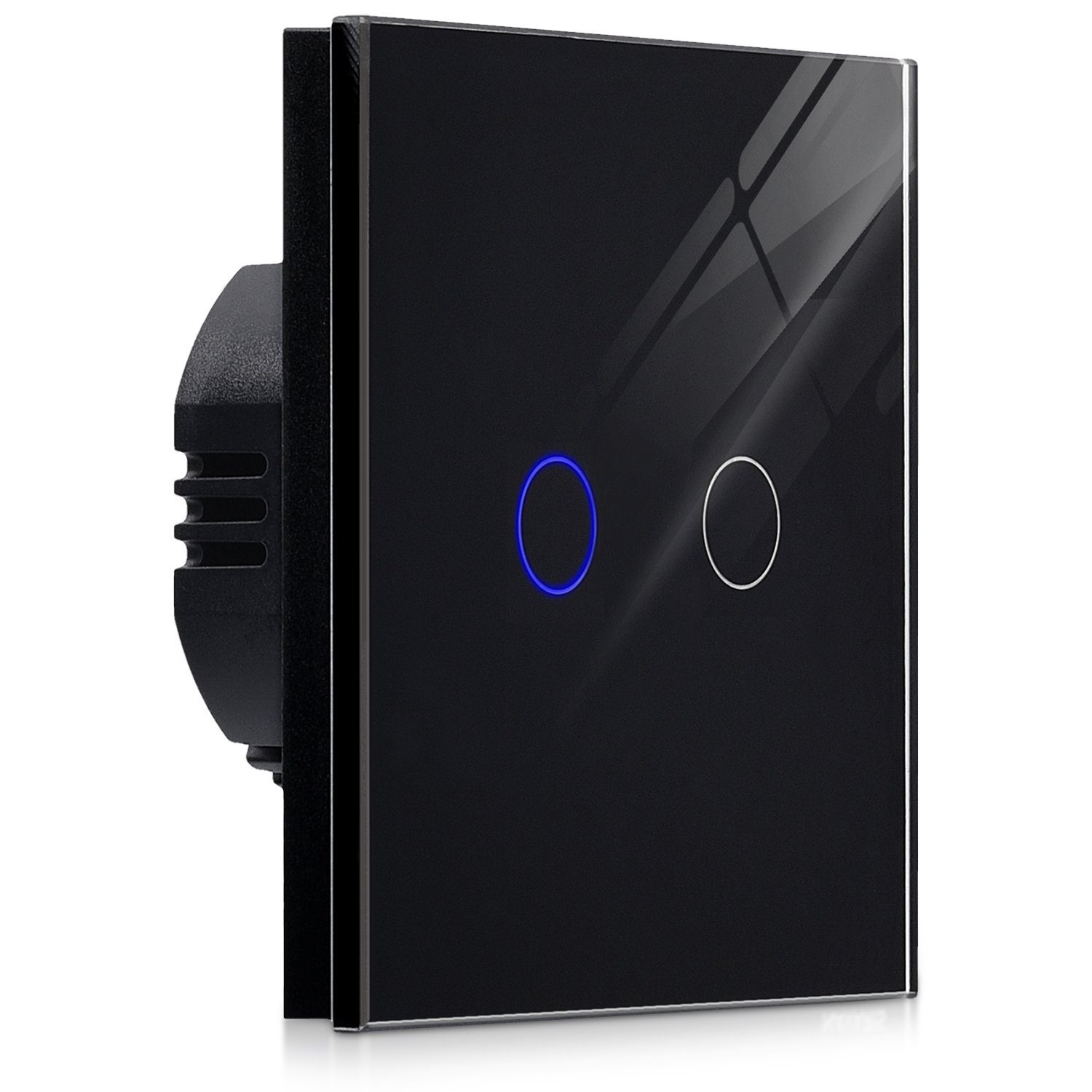 Navaris Lichtschalter 2-facher Touch-Wandschalter mit Glas-Panel und Status-LED