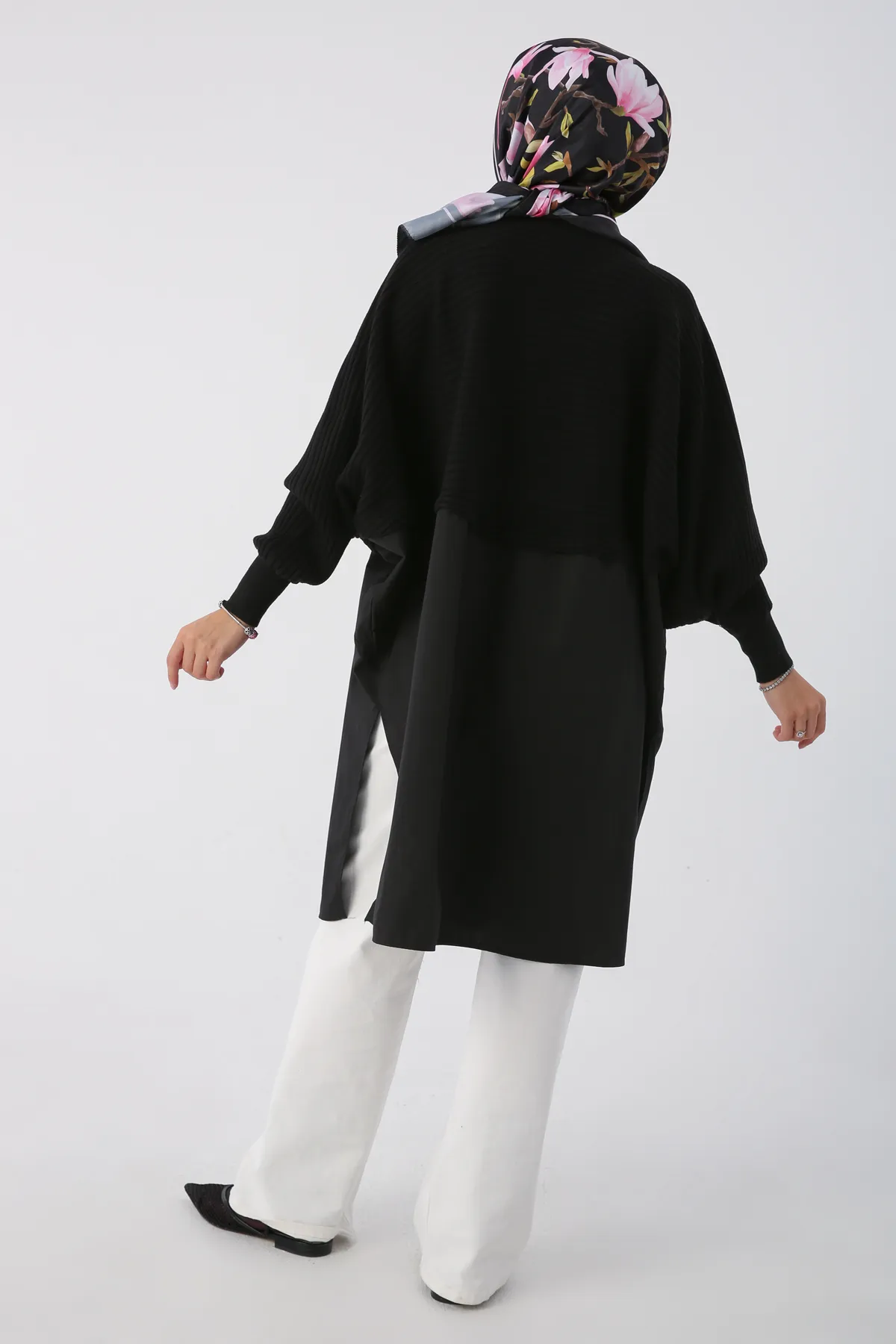 ALLDAY  Schwarze, gewebte Stricktunika mit Verzierung
