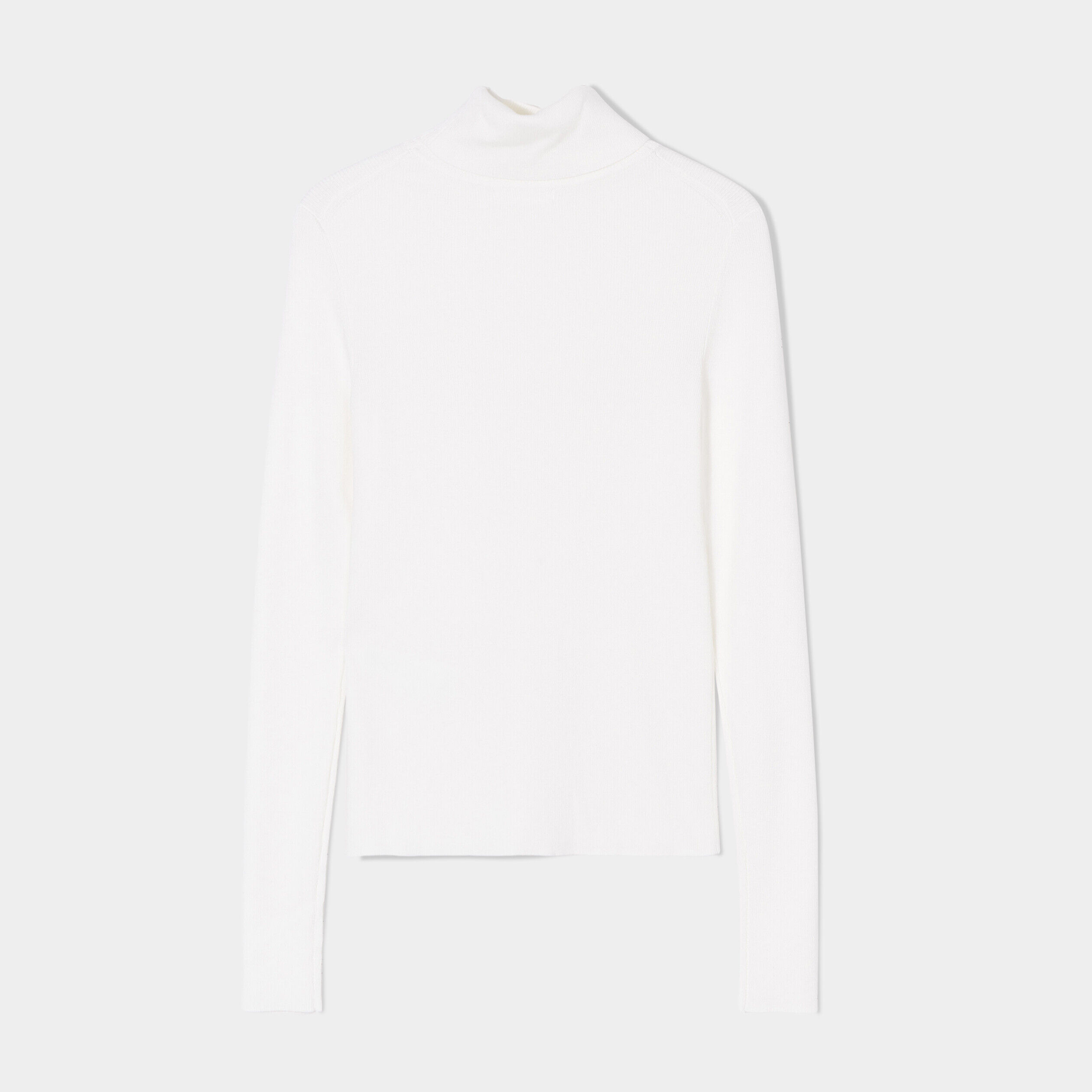 Pull côtelé col roulé ecru femme | Cache Cache