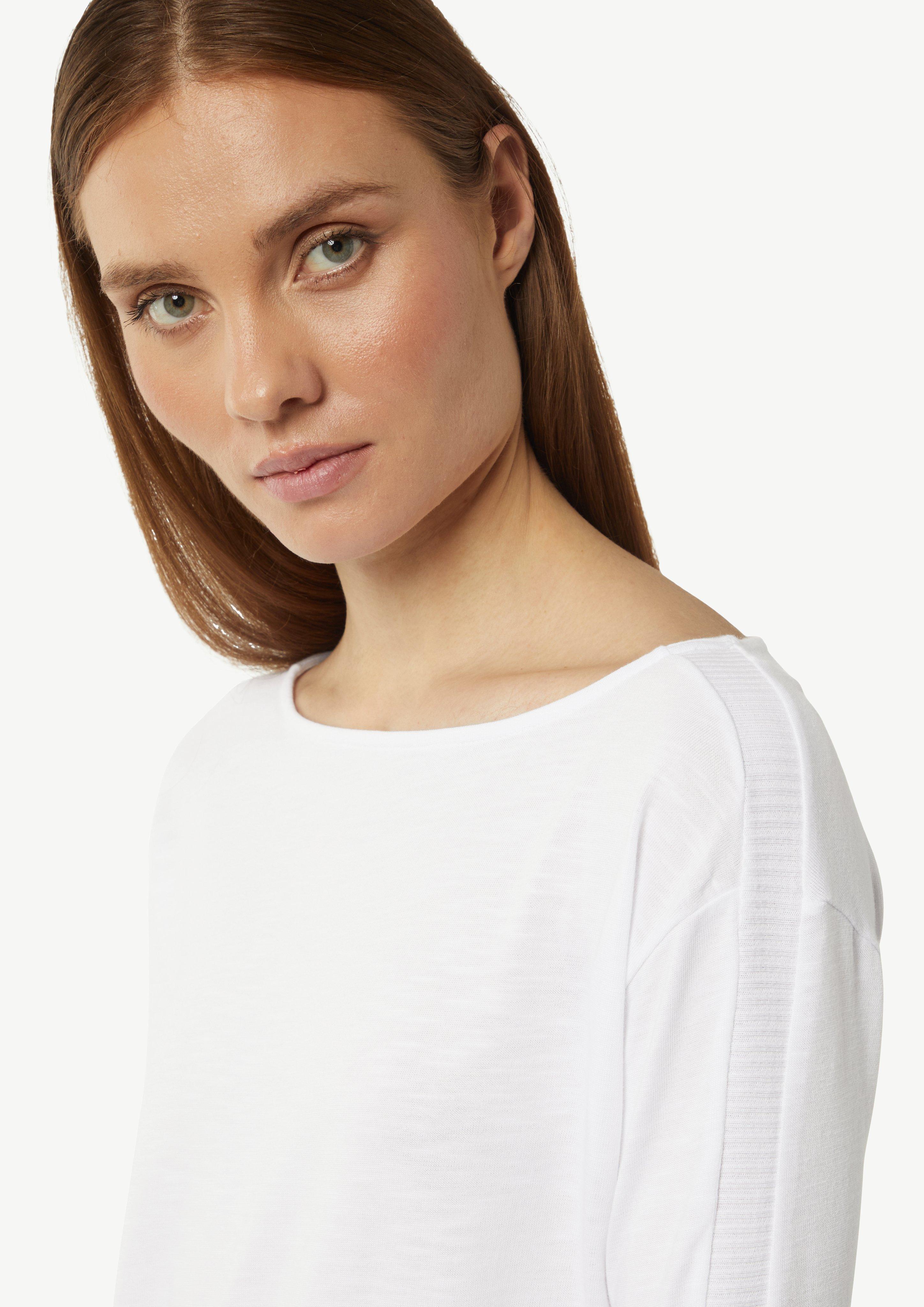 Langarm-Shirt mit Ripp-Detail im Relaxed Fit - weiß