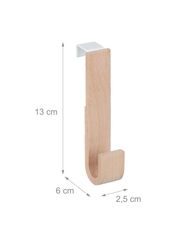 relaxdays 15x Türhaken in Weiß/Natur - (B)2,5 x (H)13 x (T)6 cm günstig kaufen onesize