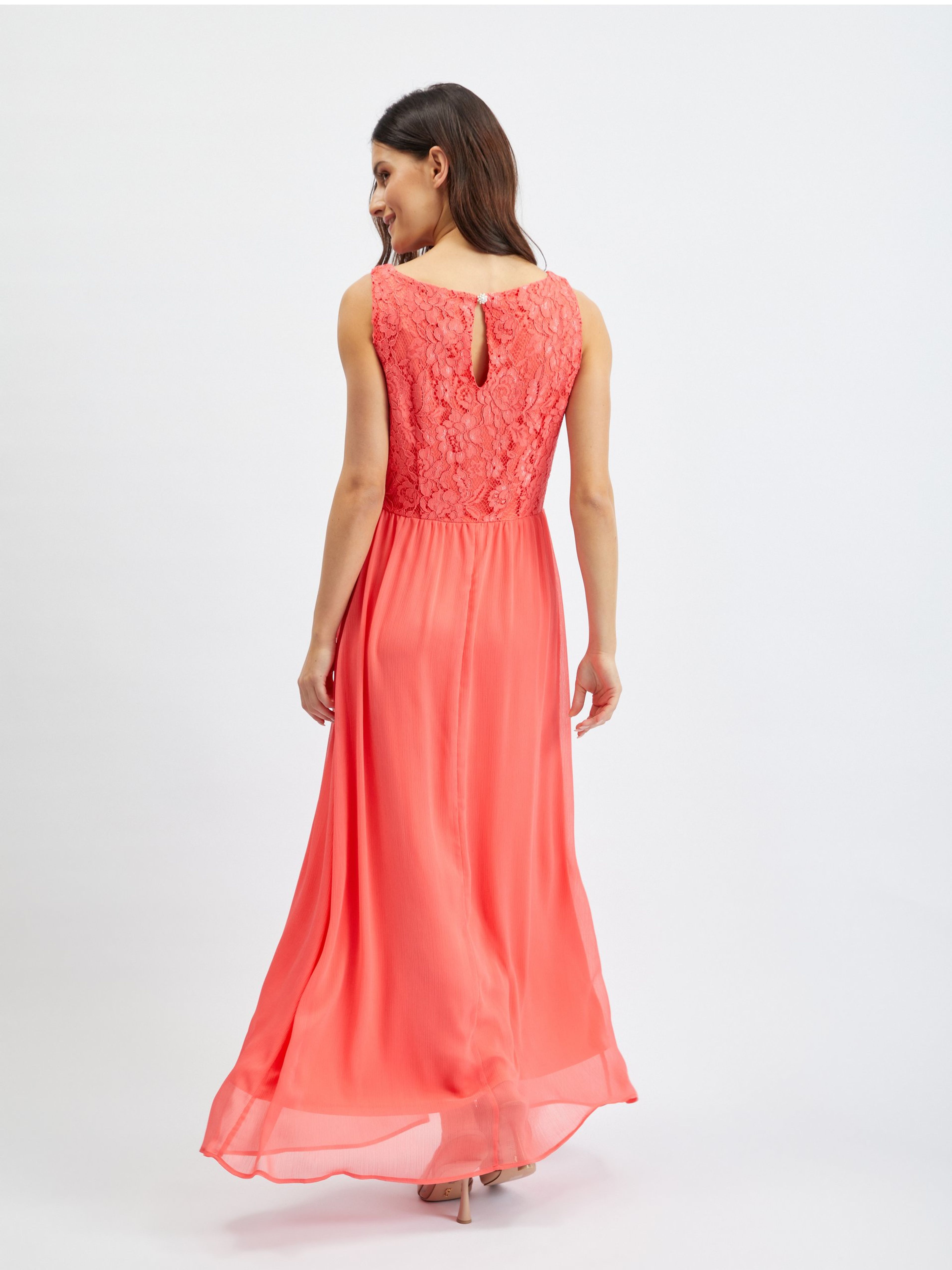 Rosa Damen-Spitzen-Maxikleid ORSAY