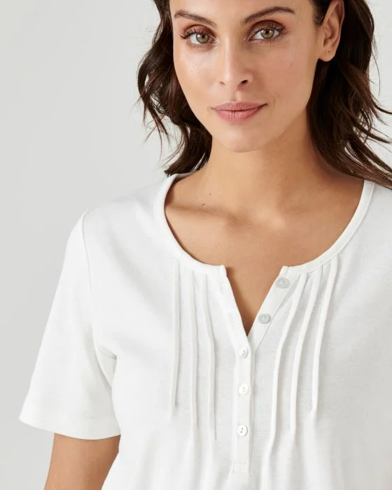 Tee-shirt col tunisien pur coton