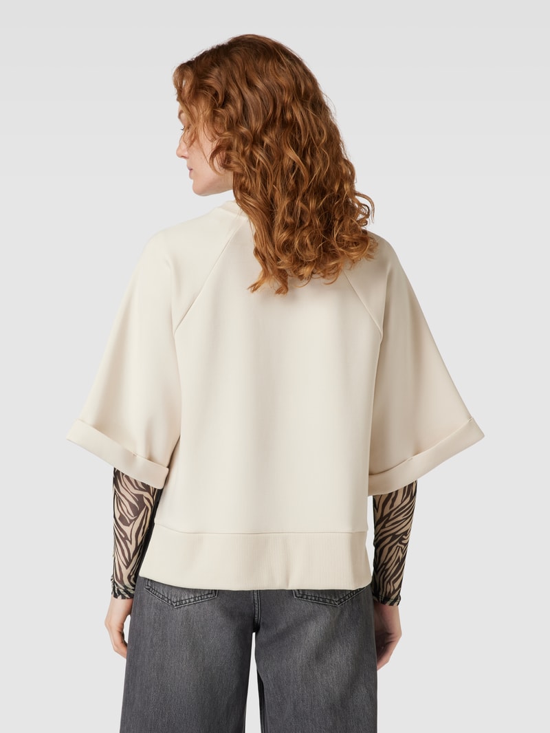 Sweatshirt mit Viskose-Anteil und Label-Patch in ecru