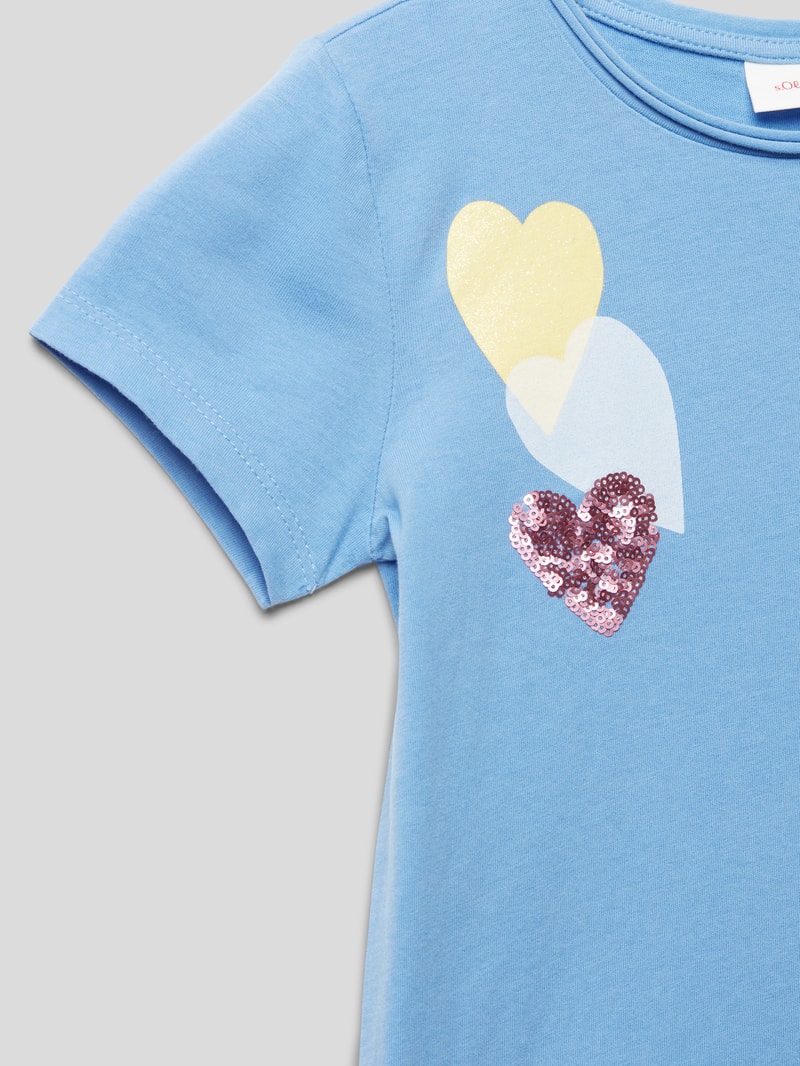 T-Shirt mit Motiv-Print in bleu